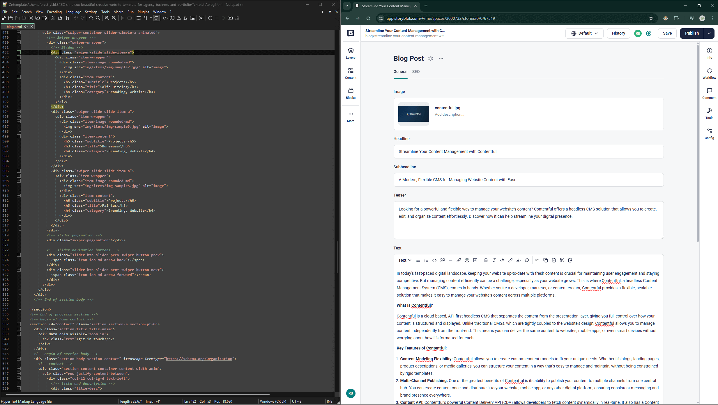 A comparison of how editing a website page used to be compared to a CMS nowadays